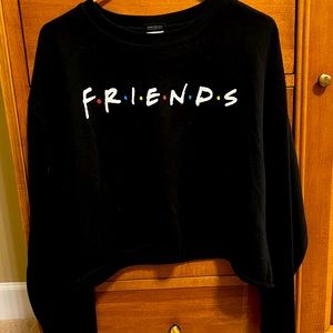 Official Friends XL black cropped sweatshirt with raw cut hem